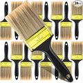 Teenyyou 24 Pcs 3 Inch Paint Brushes Flat Chip Paintbrushes Bulk with Treated Plastic Handles Professional Painting Tools for Paint Stains Deck Door Furniture Home Wall Trim DIY