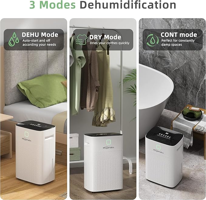 Hogarlabs 50 Pint Dehumidifier for Basement & Whole House, Covers 3500 Sq.Ft, with Drain Hose & Auto Humidity Control, Quiet for Bedroom, Bathroom, Garage, Large Room Dehumidifier