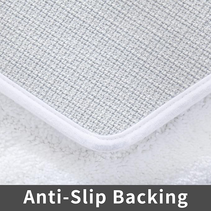 COSY HOMEER Extra Thick Bath Rugs for Bathroom - Anti-Slip Bath Linen Sets Mats Soft Plush Yarn Shaggy 100% Strong Polyester Living Room Bedroom Water Absorbent(White,24x48 - Inches)