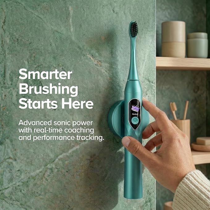 Burst Pro 2.0 Sonic Toothbrush for Adults (Marine Teal) | Soft Bristles | Electric Toothbrush with Smart Pressure Sensor | 5 Modes/Refined Scoring System | USB-C Charging | Magnetic Wall Mount