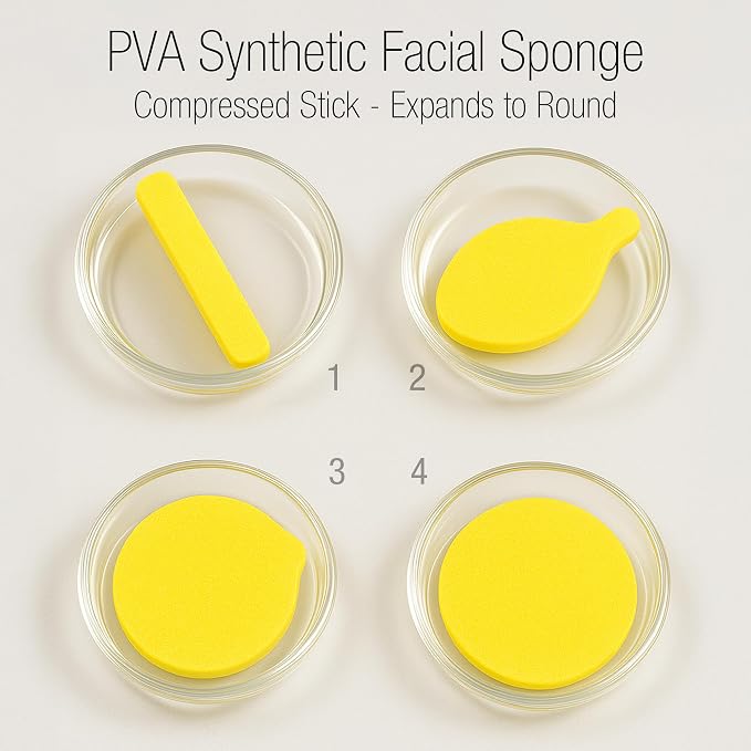 Appearus Compressed PVA Facial Sponge Sticks, 60 Count, Professional Cleansing Sponges for Estheticians, Mask Removal and Skin Prep | Polyvinyl alcohol foam sticks expand when wet. Designed for cleansing and mask removal by estheticians and salons