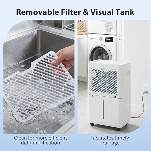 50Pints Dehumidifier with Drain Hose, 3,500 Sq.Ft Dehumidifier for Basement, 4.5L/1.19 Gallon Tank, Energy Star Cert. 41dB, Airflow Swing, Humidity Remover for Home, Bedroom & Bathroom