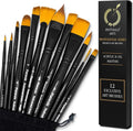 Pinturale Arts Set of 12 Acrylic Paint Brushes Professional | Acrylic & Oil Masters | Oil Painting Brushes | Handmade Paint Brush Set for Acrylic Painting