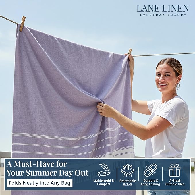 LANE LINEN Beach Blanket Sand Free Quick Dry & Soft Beach Towel - Day Break