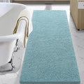 LOCHAS Luxury Bathroom Rug Shaggy Bath Mat 24 x 60 Inch, Spa Blue | Washable Non Slip Bath Rugs for Bathroom Shower, Soft Plush Chenille Absorbent Carpets