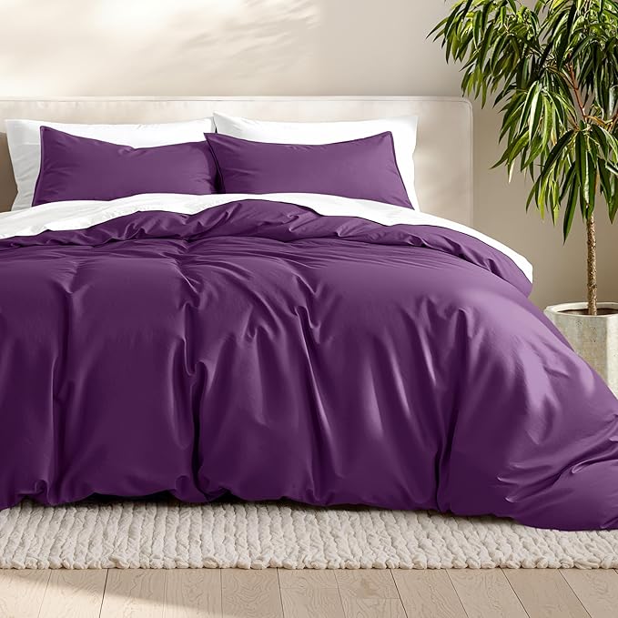 Bare Home Bedding Duvet Cover Extra Long Size - Premium 1800 Super Soft Collection - Lightweight, Cooling Duvet Cover - Soft Breathable Bedding (Twin/Twin XL, Plum)
