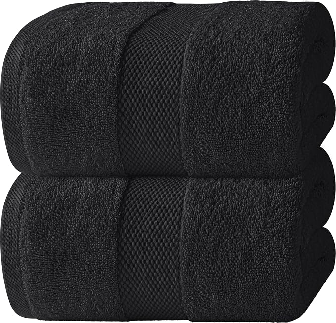 White Classic Luxury Soft Black Bath Sheet Towels - 650 GSM Cotton Luxury Bath Towels Extra Large 35x70 | Highly Absorbent and Quick Dry | Hotel Collection Extra Large Bath Towels Oversized, 2 Pack