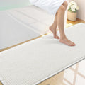 Smiry Waffle Bath Mat 59x20, Extra Soft Absorbent Bathroom Rugs, Non Slip Machine Washable Quick Dry Bath Rugs for Bathroom Floor, Tub, Shower, Home Decor Accessories, White