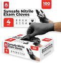 London Labs Synsafe 4 Mil - Black Nitrile Exam Gloves –Disposable Latex Free & Powder Free – Extra Strong, Rubber Gloves – First Aid Kit, Medical, EMT, Cleaning, Cooking | Pack of (200 ct)