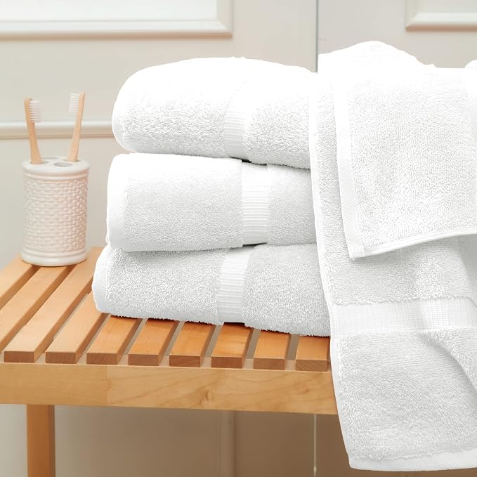Towel Bazaar 8-Piece Towel Set, 100% Premium Cotton Turkish Towels,Luxury Towel Super Soft and Absorbent, Perfect Use for Bathroom, Shower Towels - White