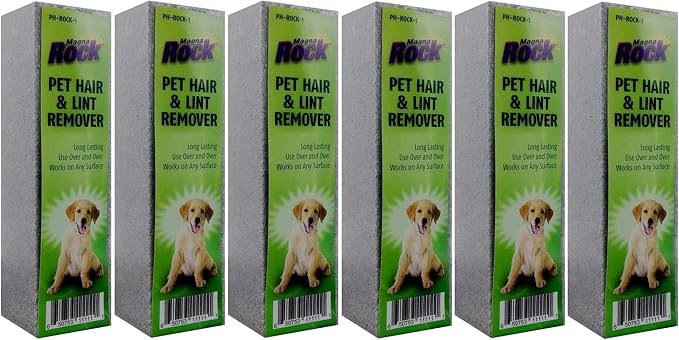 HI TECH Magna Rock Pet Hair Remover 6 Pack – Dog & Cat Fur Remover for Car Interiors, Upholstery & Furniture – Eco-Friendly, No Power Needed, Detailing Essential