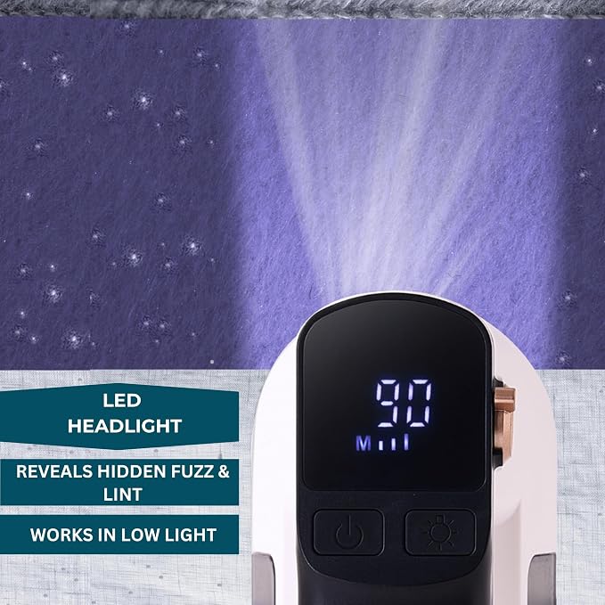 True & Tidy XL Rechargeable Fabric Shaver & Fuzz Remover w/Built-in Light