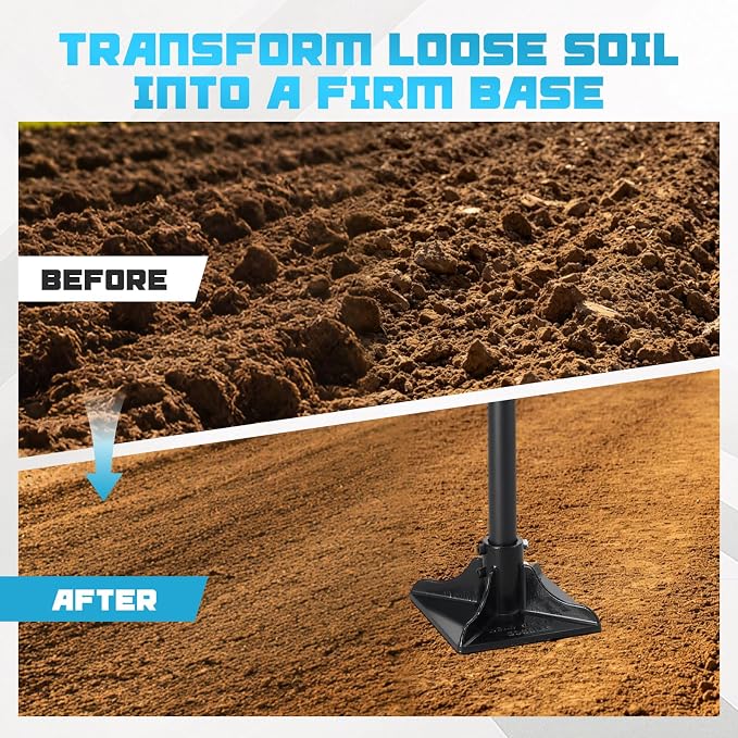 BeBecome Hand Tamper Tool Landscaping, Heavy Duty 8x8 Steel Tamper with 58 Inch Long Handle, Dirt Soil Gravel Asphalt Compactor for Garden Lawn Yard Paver