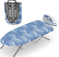 KINGBOARD Tabletop Ironing Board, Small Ironing Boards with Iron Rest, Folding Iron Board, Extra Thick Cover, Portable Tabletop Ironing Board with Non-Slip Feet, 30x12 Blue and White