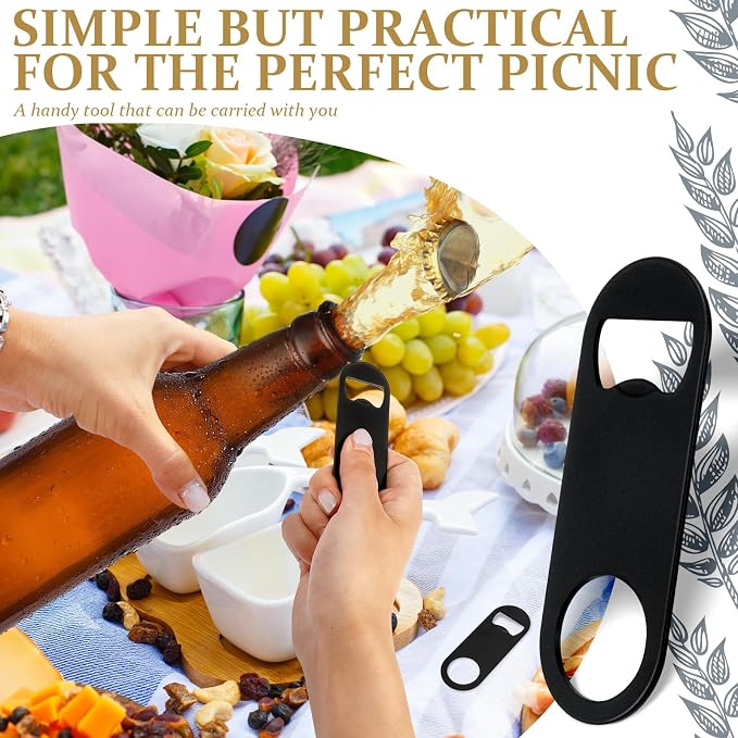 Bottle Openers Stainless Steel Flat Bottle Opener Bulk 3.4 x 1.3 Inches Bartender Beer Key Soda Can Mini Speed for Kitchen, Bar or Restaurant (Black,100 Pcs)