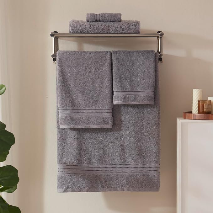 COZYART Luxury Bath Towel Set 6 Pcs, Grey 100% Turkish Cotton 650 GSM | OEKO-Tex 100 Certified Zero Twist Ring Spun, Soft Absorbent Quick Dry, Plush Fluffy, Breathable Hotel Quality for Daily Use
