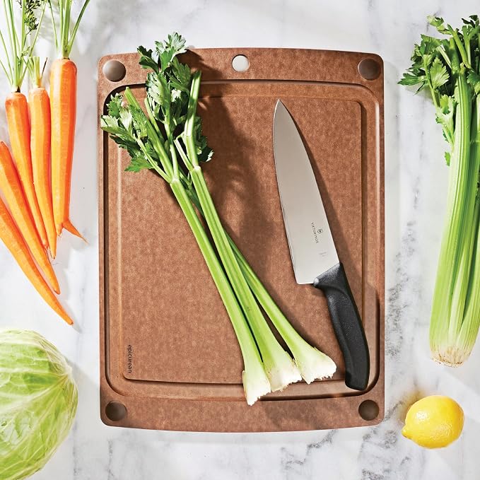 Epicurean All-In-One Cutting Board with Non-Slip Feet and Juice Groove - Non-toxic, Dishwasher Safe, Made in the USA, 17.5" x 13", Nutmeg