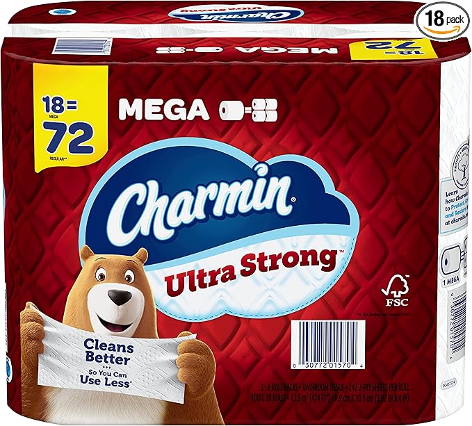 Charmin Ultra Strong Toilet Paper 18 Mega Rolls, 242 Sheets Per Roll
