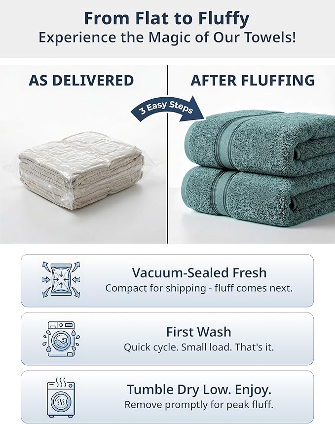LANE LINEN Luxury Bath Towels Set - 6 Piece, 100% Cotton, Zero Twist, Quick Dry, Absorbent, Super Soft 2 Bath Towels, 2 Hand Towels, 2 Wash Cloths: Teal
