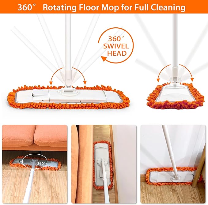 JEHONN Broom and Dustpan for Home; Dust Mop for Floor Cleaning