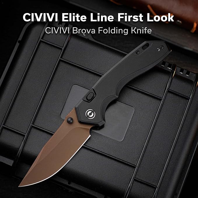 CIVIVI Elite Brova Folding Pocket Knife, 3.41" S35VN Blade, Top Liner Lock | Ergonomic Stylish Aluminum Handle, Reversible Clip, EDC Knife CE25093-2