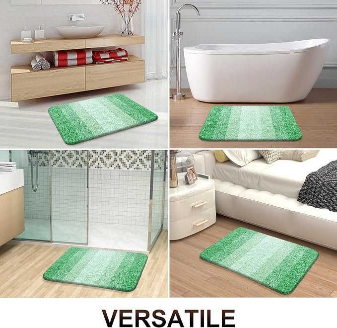 OLANLY Bathroom Runner Rugs Mat 44x24, Extra Soft Absorbent Microfiber Bath Rugs, Rubber Backing, Quick Dry, Washable Long Bath Mats for Bathroom Floor, Tub and Shower, Home Decor Accessories, Green