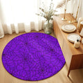 Round Area Rug 4', Purple Halloween Washable Area Rugs for Kitchen Bathroom Bedroom Office Dining Room, Black Spiders Net Classic Gingham Non Slip Door Mat Indoor Entrance Floor Throw Circle Carpet