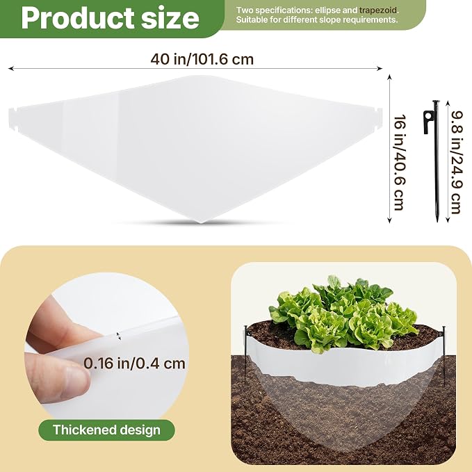 Hillside Planters for Slopes Set of 3(40" W X 16" H) with 6 Ground Stakes, PE Dirt Slopes Hillside Erosion Control, Retaining Wall Blocks Landscaping for Yard, Flower Bed