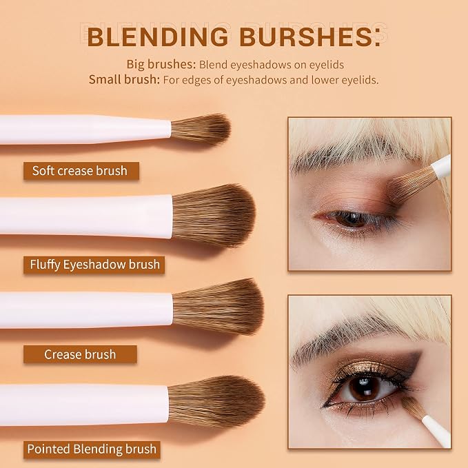 Jessup Precision Makeup Brushes 10Pcs Eye Makeup Brush Set Premium Synthetic Eyeshadow Concealer Eyeliner Eyebrow Blending Highlight Brush, Light Grey T330