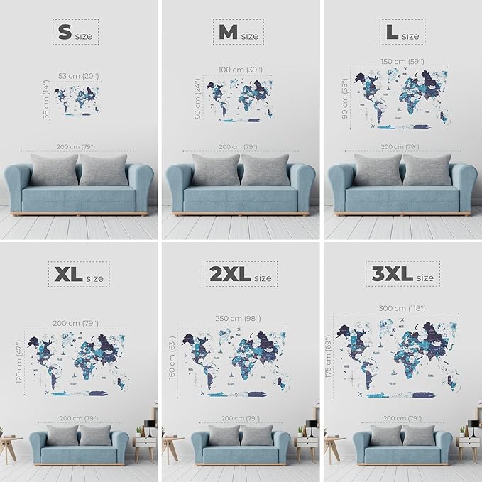 ENJOY THE WOOD Colored World Map Wood Wall Art - 3D Wall Art Home Decor - Wooden Travel Map Housewarming Gift Idea - World Map Decorations for Home (Ocean, XL)