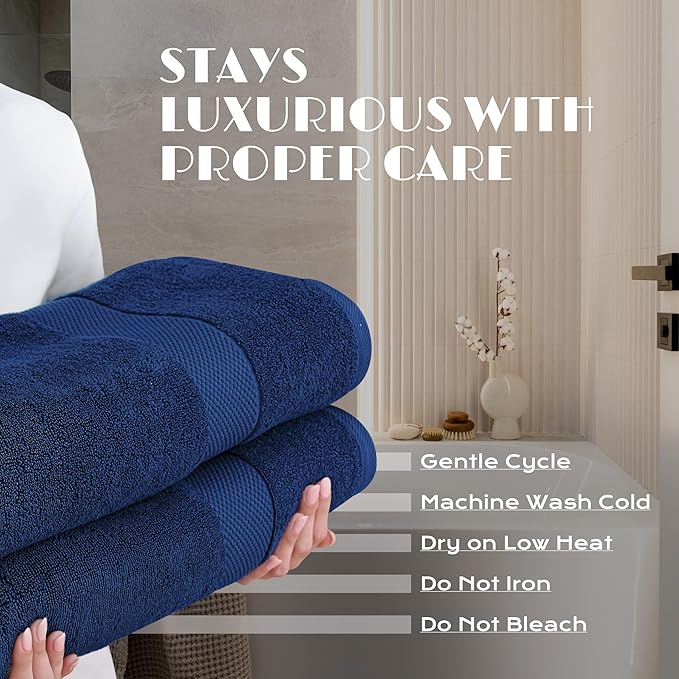 Luxury Soft Bath Sheet Towels Set - 650 GSM Cotton Luxury Bath Towels Extra Large 35x70 | Highly Absorbent and Quick Dry | Hotel Quality Extra Large Bath Towels Oversized, Navy Blue, 2 Pack