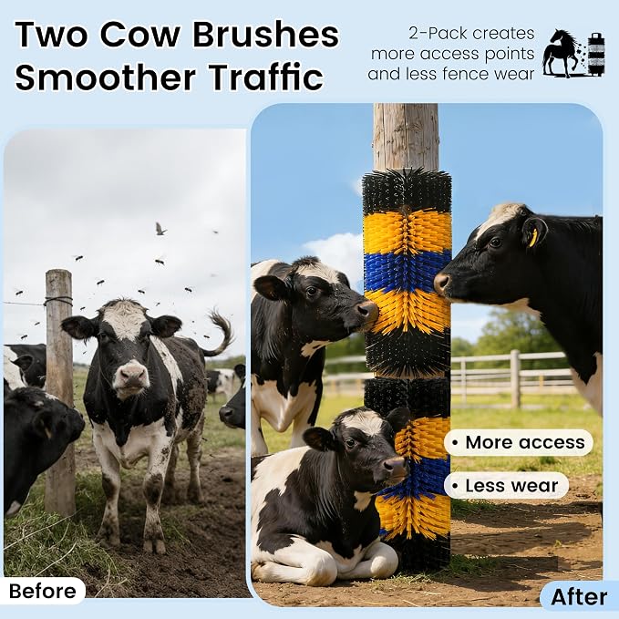 17" x 7.9" Livestock Scratching Brush for Horse, Wall-Mount Grooming and Massage Scratch Brushes for Cow Donkey Goats Horse Sheep, with 8 Screws for Back Itch Relief & Keep Cleaning (1Pcs)