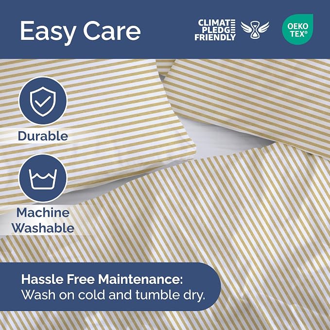Duvet Cover Full Size Set - Extra Soft Full Duvet Cover 80" x 90" with 2 Pillow Shams for Women, Men, Kids & Teens - Hotel Luxury w/ Zipper Closures & Ties - Comfy, Cozy & Breathable (Beige Stripes)