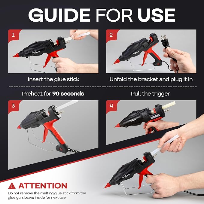 IDL Packaging GG-5810 Industrial 450W Hot Glue Gun with 10 pcs Glue Sticks - 5/8" x 10" Full-Size Glue Sticks, Amber - Hot Glue Gun Kit for Corrugated Boxes, Cardboard Packaging, or Paper