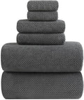 YTYC 39x78 Bath Sheets Set,Towels for Bathroom,Charcoal,6-Pieces | 2 Extra Large Bath Towels, 2 Hand Towels, 2 Washcloths, Super Soft,Highly absorbent,Hanging Loop,80% Polyester