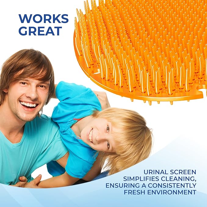 Urinal Screen Deodorizer (24 Pack) - Urinal Cakes - Fresh 3d Wave Anti-Splash - Odor Protection for Toilets in Bathroom Office Stadiums Schools with Free Gloves - 24 pcs Orange Spectrum Model