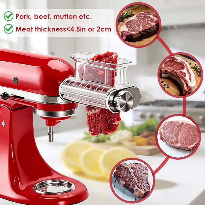 Stainless Steel Meat Tenderizer Attachment for KitchenAid Stand Mixer | 3 Adjustable Thickness, Stainless Steel Meat Tenderizer Tool , Dishwasher Safe, Suitable for Steaks, Pork Chops