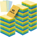 Zhengmy 90 Pieces Sponges Bulk Sponges Kitchen Compressed Sponge Natural Dish Sponge Compressed Wood Pulp Cleaning Without Scratching for Kitchen Bathroom, 3.9 x 2.4 x 0.12 Inch (Light Color)