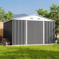Patiowell Outdoor Storage Shed, 10 x 8 FT, Grey | Large Garden Tool Metal Shed, Sloping Roof, Double Lockable Door, For Backyard Garden Patio Lawn