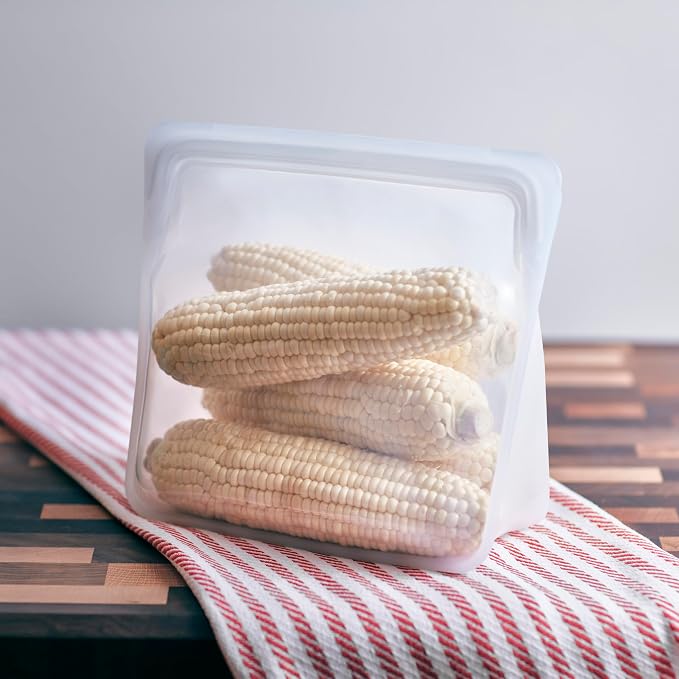 Stasher Premium Reusable Silicone Bag, Stand-Up Mega, Clear, 104 oz | Food-Safe Silicone, Reusable Freezer Bags, Microwave, Dishwasher, Pantry, Meal Prep, Food Storage Bag, Eco-Friendly