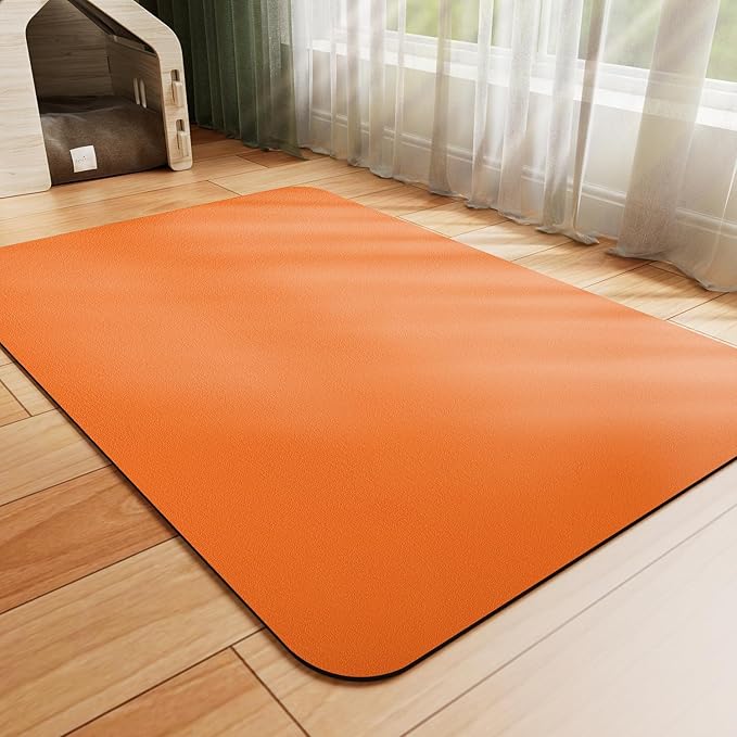 HotLive Dog Food Mat - Absorbent Cat Mat for Food and Water, No Stains Pet Feeding Bowl Mat, Easy to Clean Pet Placemats, Quick Dry Dog Water Dispenser Mat for Messy Drinkers | Orange 18"x 28"