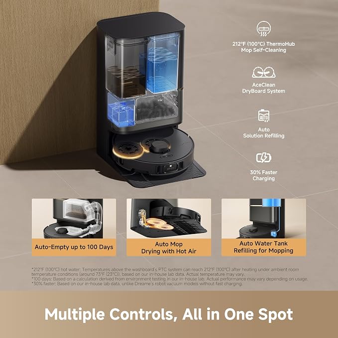DREAME L60 Ultra PE Robot Vacuum and Mop, 30,000Pa Suction, Self-Cleaning,Corner-to-Edge Deep Cleaning, Detangling Brush, Obstacle Avoidance and 360° Navigation, Black