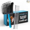 The Doodle Brush Grooming Kit, Slicker Dog Brush and Finishing Comb Set, Detangler & Dematting Grooming Tools for Dogs, Extra Long Pin Slicker & Metal Comb for Goldendoodle, Cockapoo, Cavapoo, Poodle