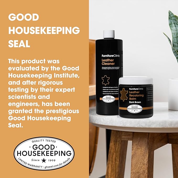 Furniture Clinic Leather Easy Restoration Kit | with Leather Recoloring Balm, Cleaner, Sponge, and Cloth | Leather Repair Kit for Scratched and Faded Furniture (Beige)