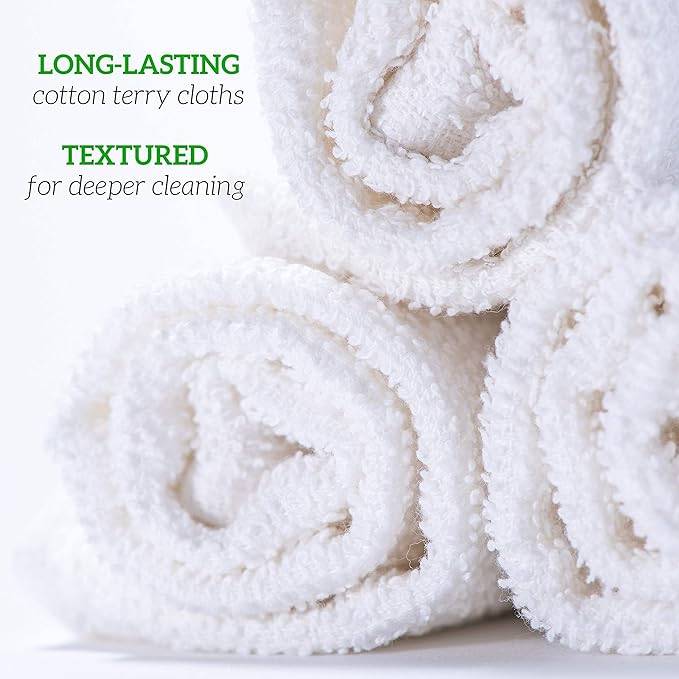 GREEN LIFESTYLE Cotton Wash Cloths 14" x 17" 50 Pack - Cleaning Rags, Bar Mop Towels, Absorbent Terry Cloth Rags, Reusable Kitchen Towels for Housekeeping, Restaurant and Home Use