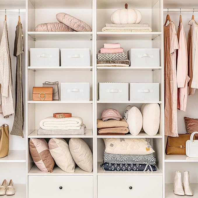 GRANNY SAYS Jean Organizer for Closet, Clothes Drawer Organizer, Pants Organizer, Wardrobe Clothes Organizers, Clothes Storage Bins, Drawers for Sweater, T Shirt, Beige, 6-Pack