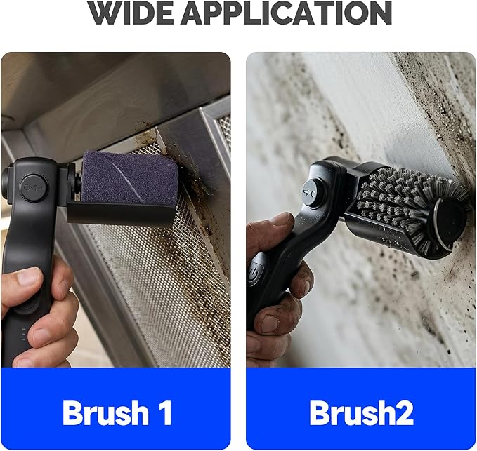 Electric Grill Brush, Cordless Rechargeable Grill Cleaner with 3-Speed Powerful Motor & 180° Adjustable 304 Stainless Steel Non-Shedding Brush Head, Automatic Cleaning for Outdoor Gas Grill & Grates
