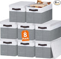 8 Pack Closet Storage Bins with Lids - Stackable Storage Baskets for Organizing Clothes Toys Blankets - Odorless for Baby Nursery Organization and Storage Boxes Totes for Bedroom Dorm Room