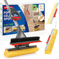 Sponge Mop for Floor Cleaning, Home Commercial Pop-up Cellulose Sponge Roller Mop with 2 Refill Heads, Includes Squeegee and Brush for Hardwood Tile Concrete Bathroom Kitchen Wall Ceiling