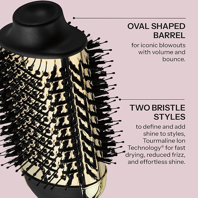 HOT TOOLS 24K Gold Blow Dryer Brush, Round Brush Blow Dryer for Salon-Worthy Blowouts in One Step, Fast Styling & Long-Lasting Results